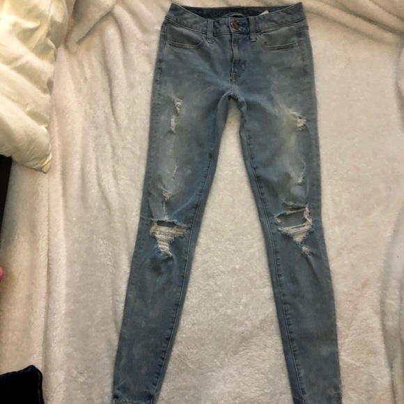 American Eagle Light Denim Distressed Jegging Jean - Picture 3 of 13